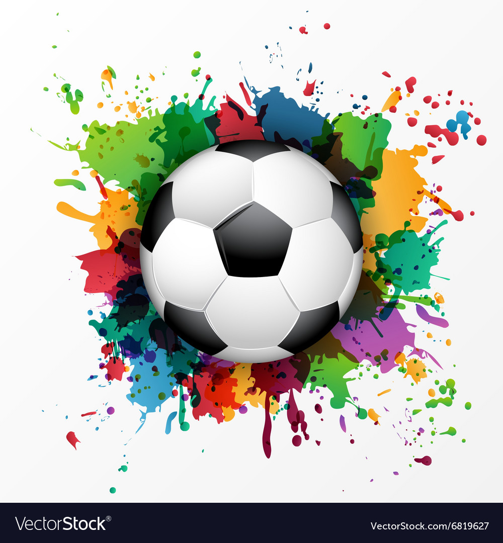 Soccer ball with colorful spray paint Royalty Free Vector