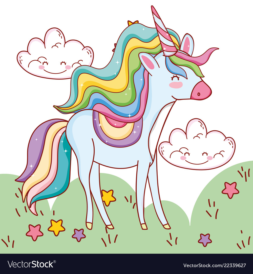 Unicorn fantastic cartoon Royalty Free Vector Image