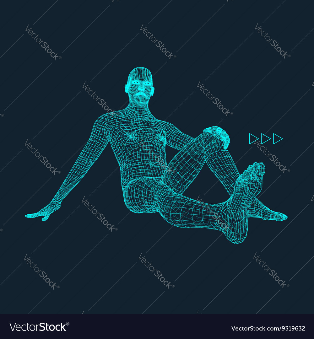 3d model of man polygonal design grid