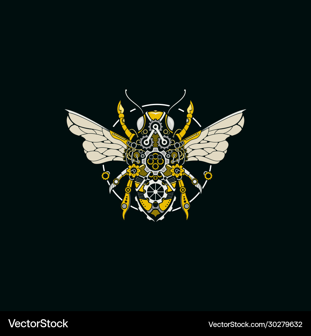 Abstract Bee Steam Punk Logo Royalty Free Vector Image