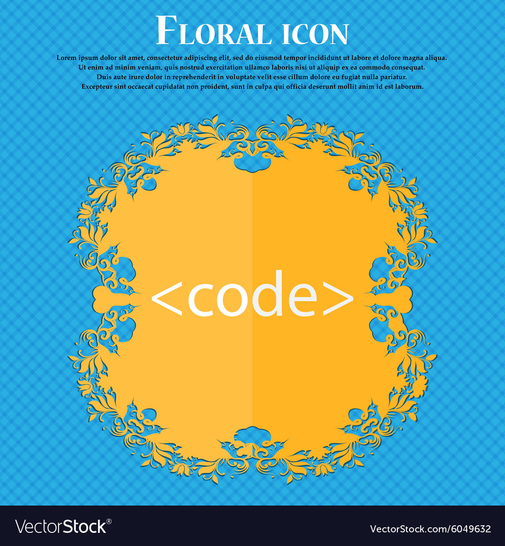 Code sign icon programming language symbol floral