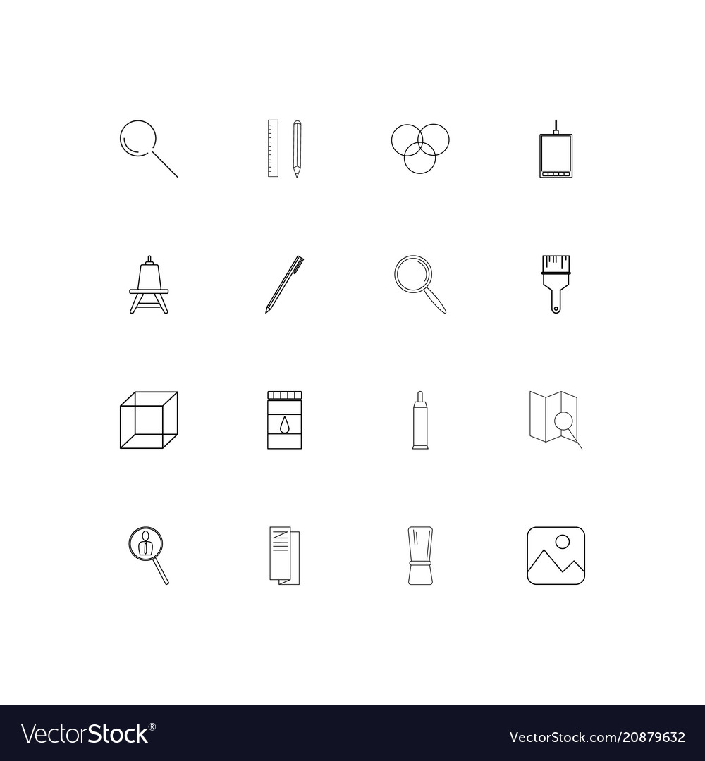 Creative process and design linear thin icons set