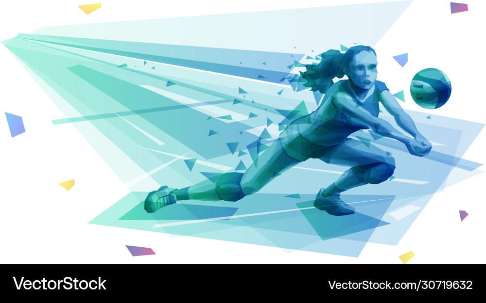 Female volleyball player performing bump pass Vector Image