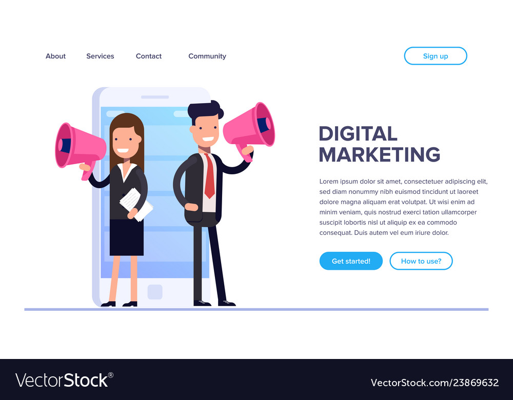 Flat digital marketing concept businessman