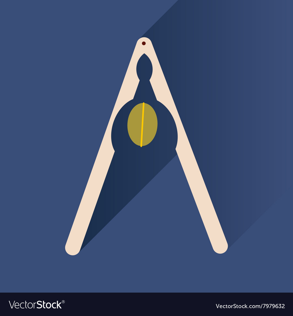 Flat icon with long shadow nut and nutcracker