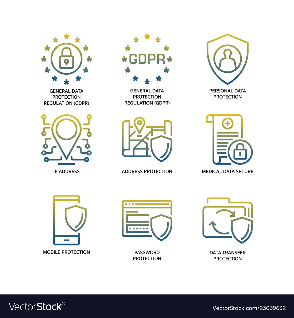 General Data Protection Regulation Gdpr Icons Vector Image 6207