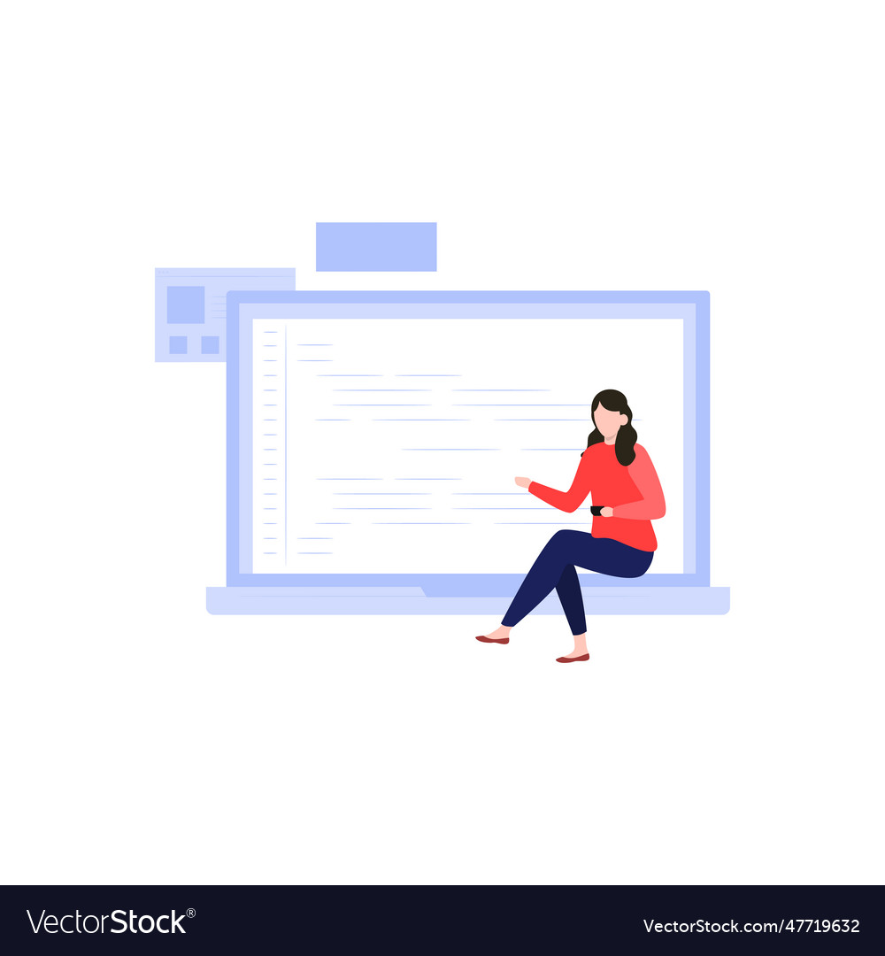 Girl working on coding programming laptop