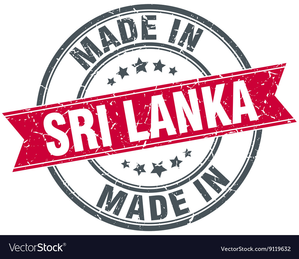 Made in sri lanka red round vintage stamp