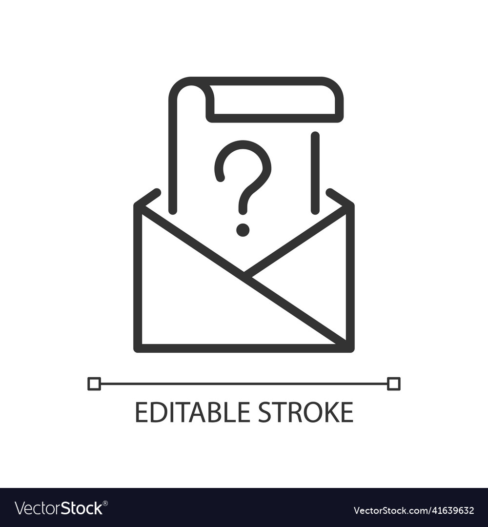 Mail question linear icon vector image Mail question linear icon
