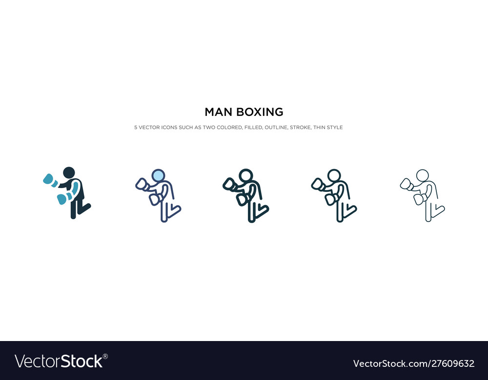 Man boxing icon in different style two colored vector image Man boxing icon in different style two colored