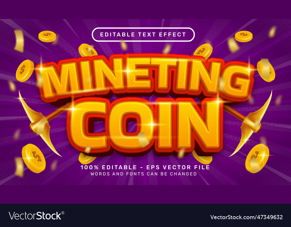 Mineting coin 3d text effect and editable