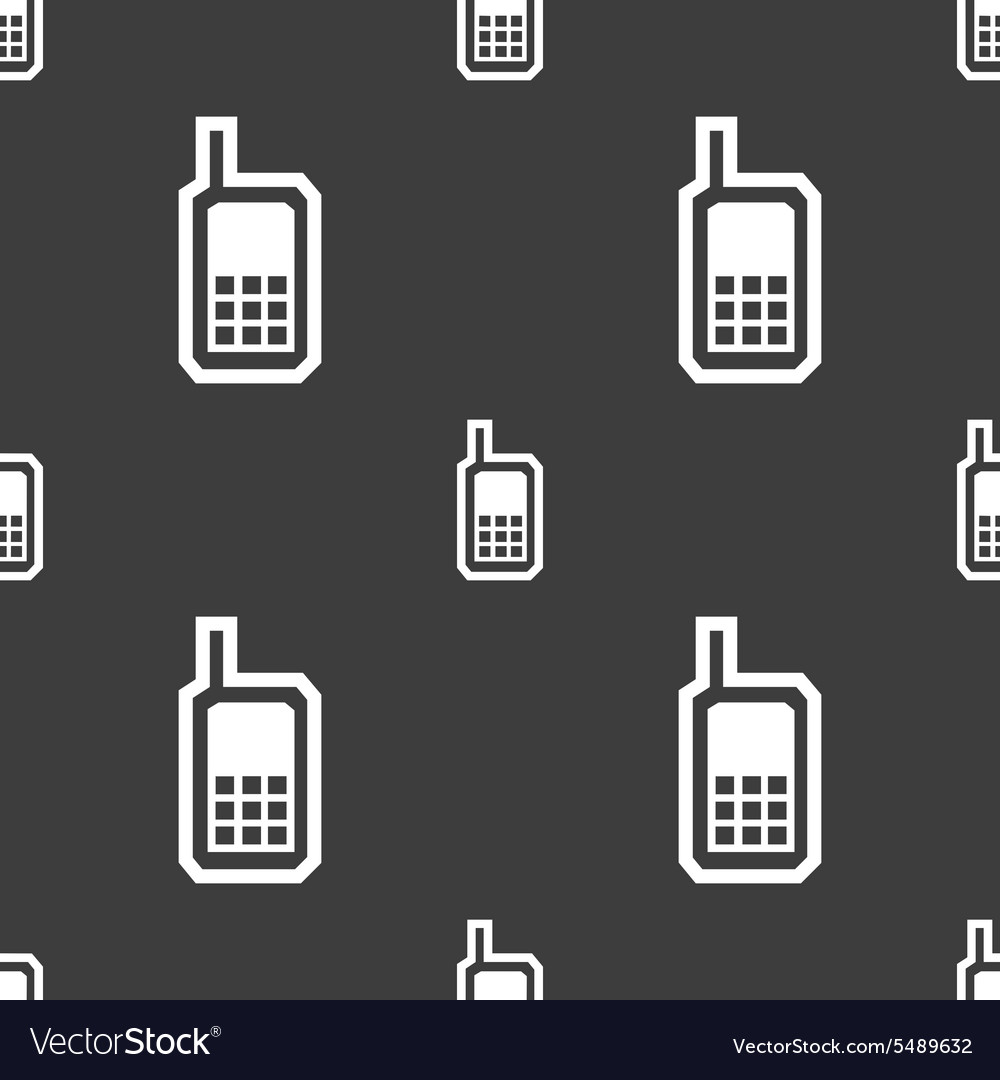 Mobile phone icon sign seamless pattern on a gray