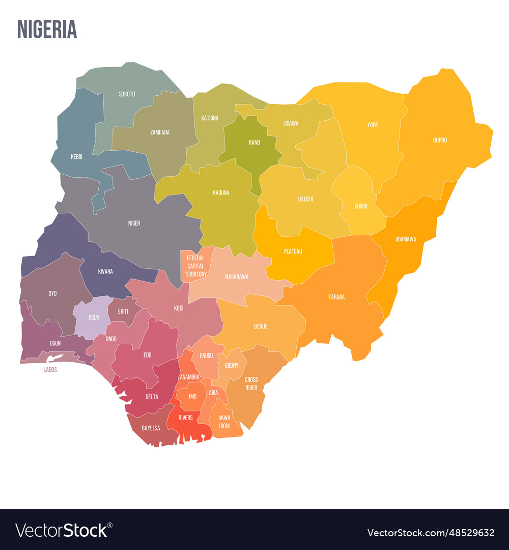 Nigeria political map of administrative divisions Vector Image