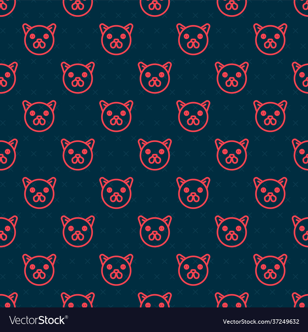 Red line cat icon isolated seamless pattern Vector Image Red line cat icon isolated seamless pattern