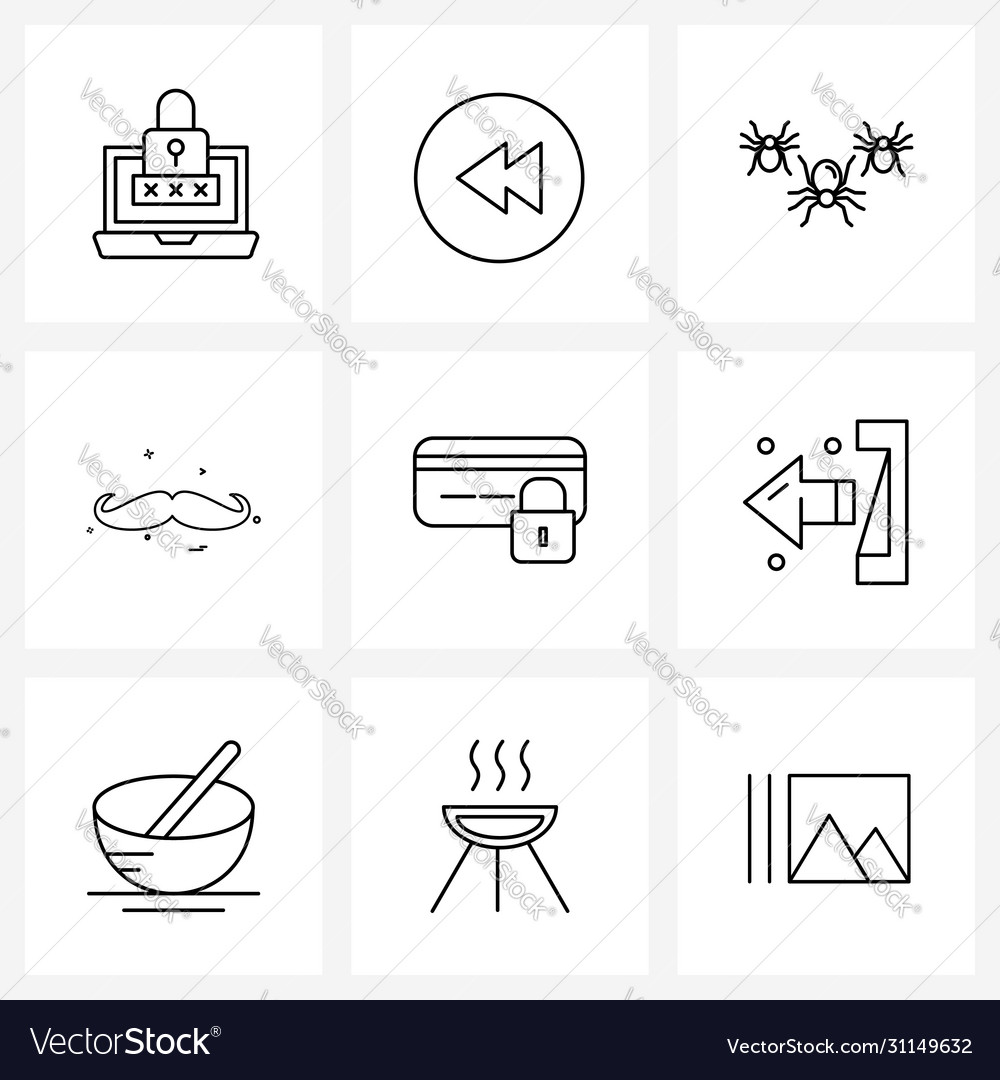 Set 9 modern line icons exit protected