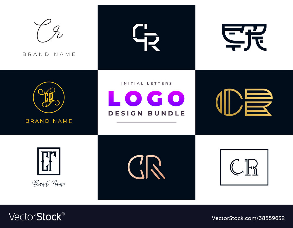 Set collection initial letters cr logo design