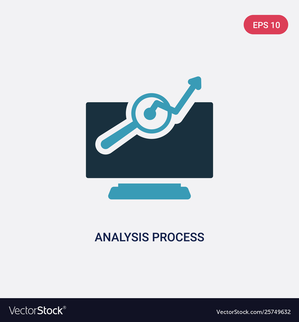 Two color analysis process icon from technology