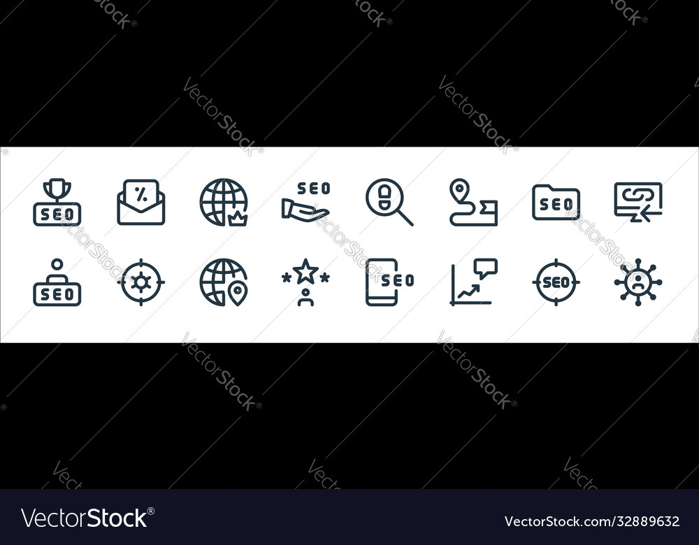 Web apps seo line icons linear set quality Vector Image Web apps seo line icons linear set quality