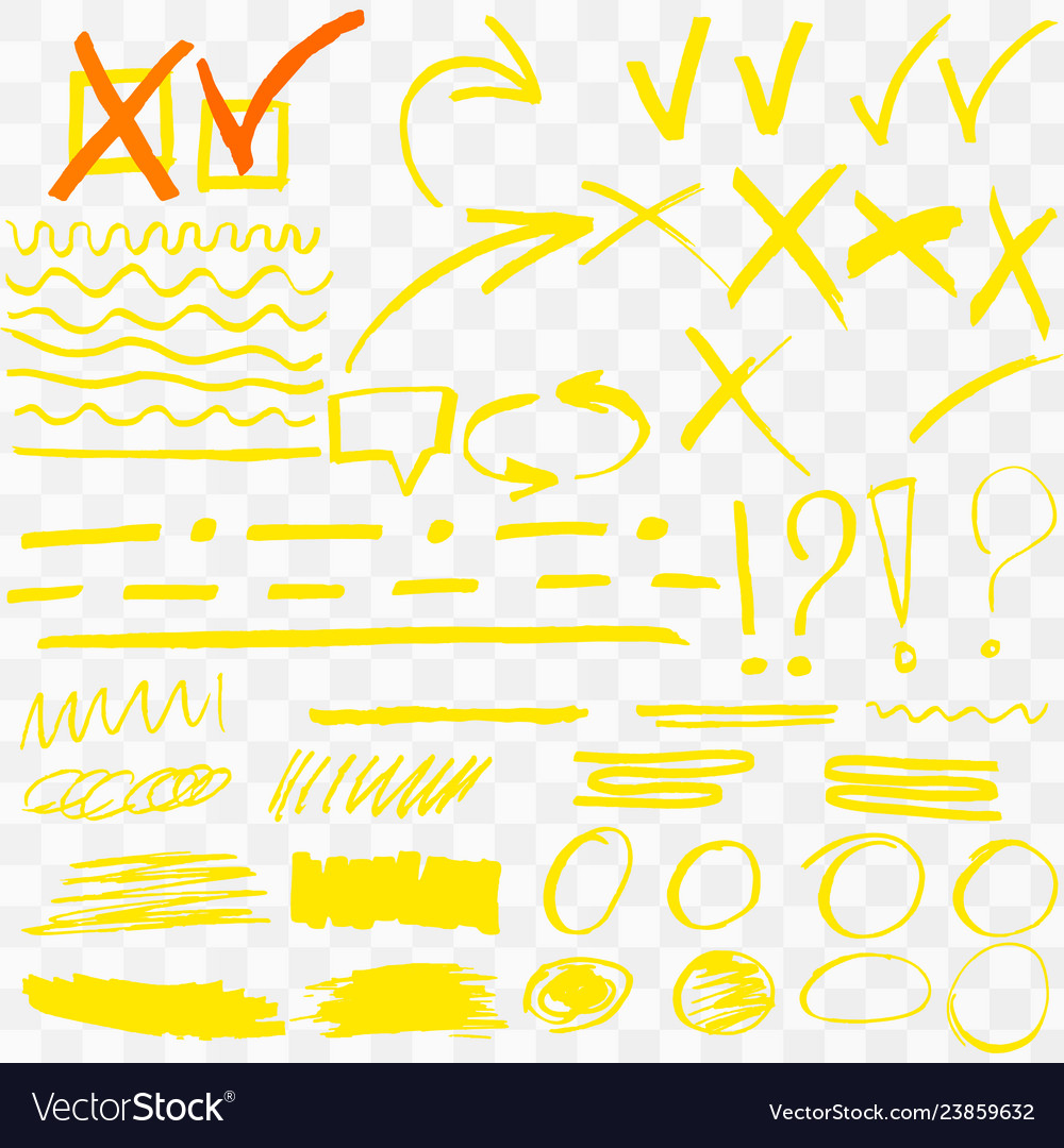 Yellow highlighter marker strokes