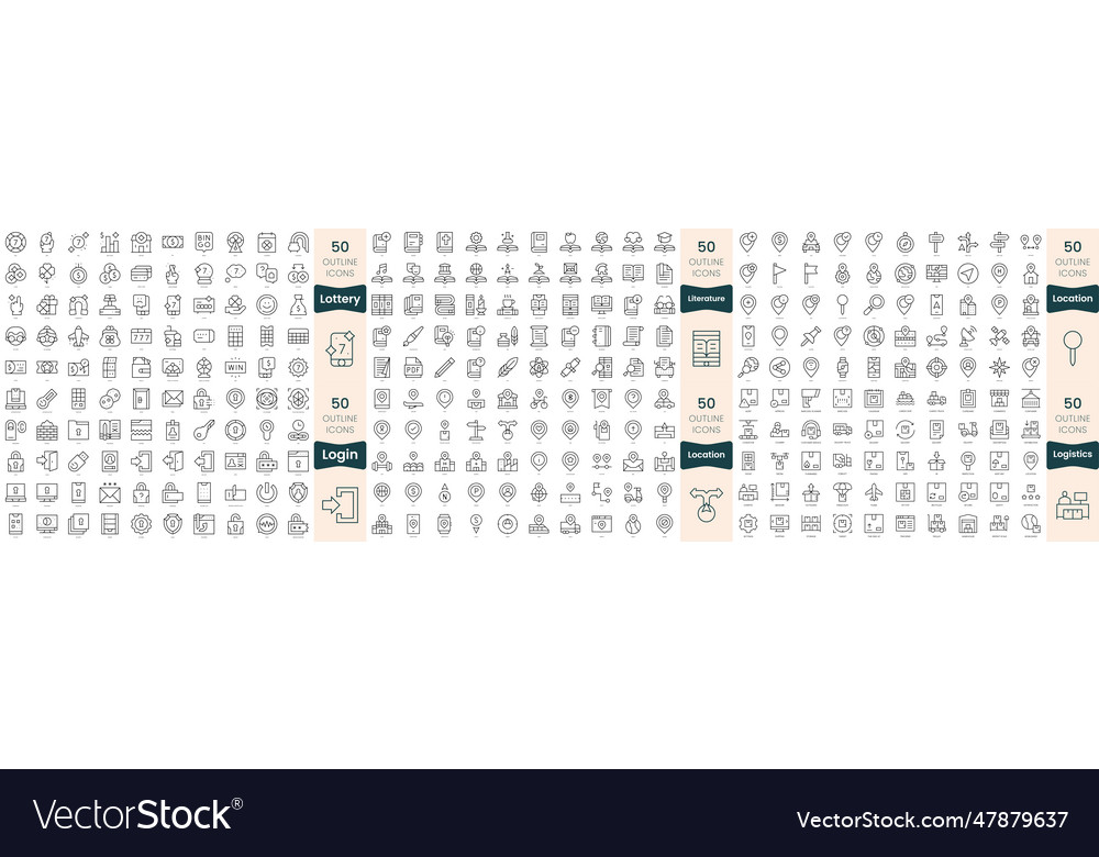 300 thin line icons bundle in this set include Vector Image 300 thin line icons bundle in this set include