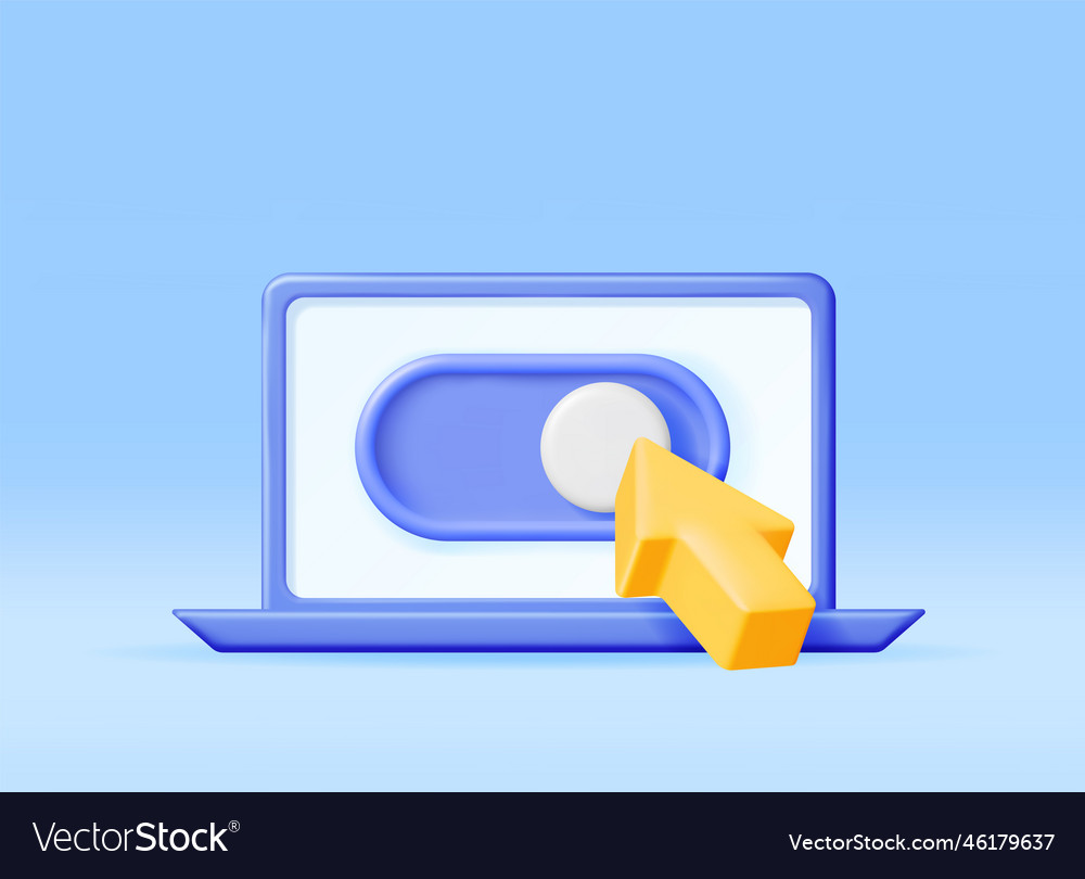 3d mouse cursor and switch button in computer vector image 3d mouse cursor and switch button in computer