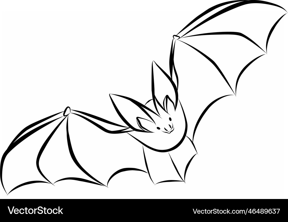 Bat black line flying bats cartoon bats line Vector Image