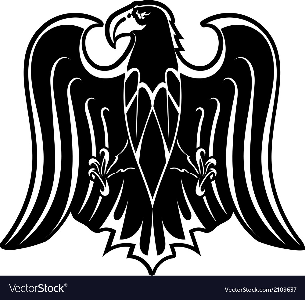 Black silhouette of eagle Royalty Free Vector Image