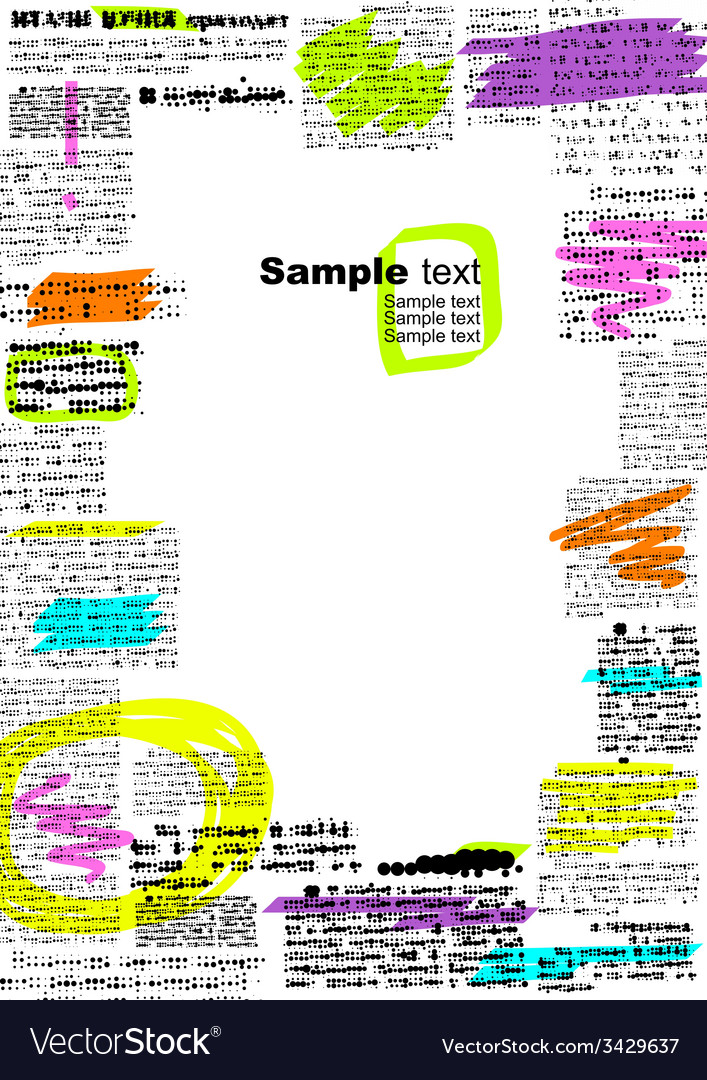 Border of imitation newspaper with notes