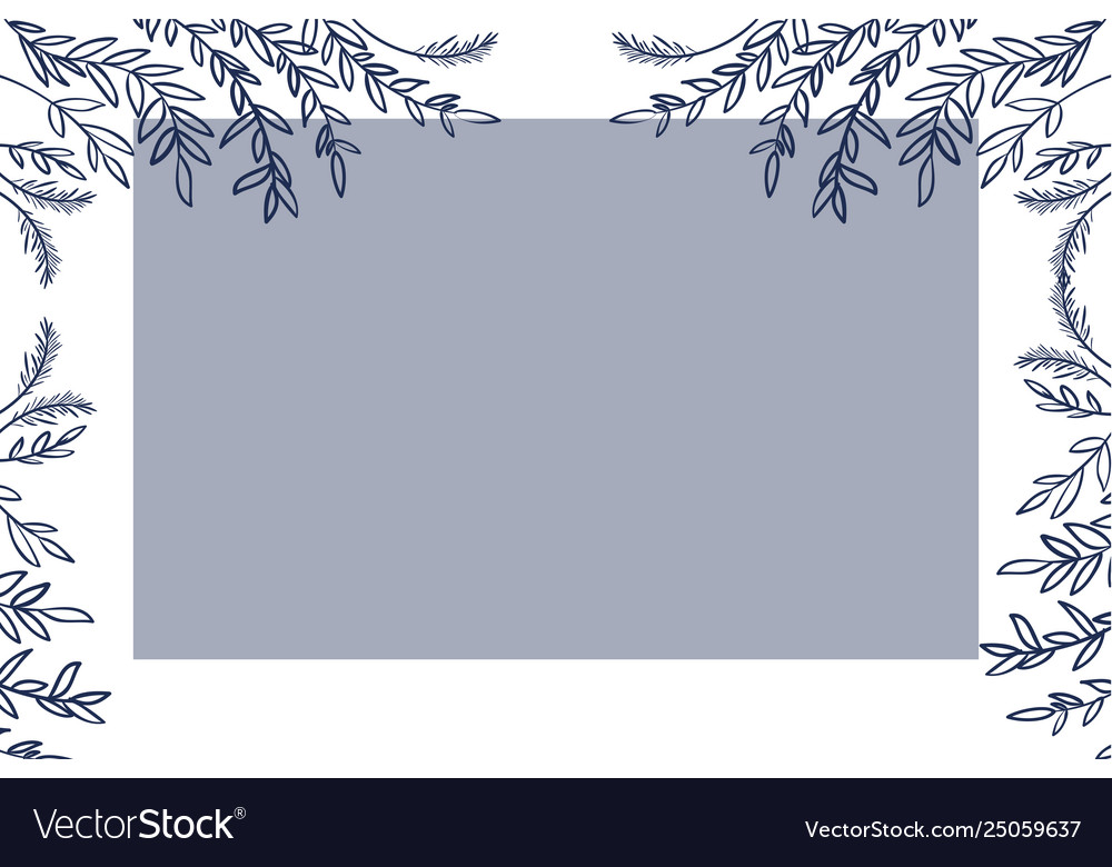 Branch and leaf with frame isolated icon