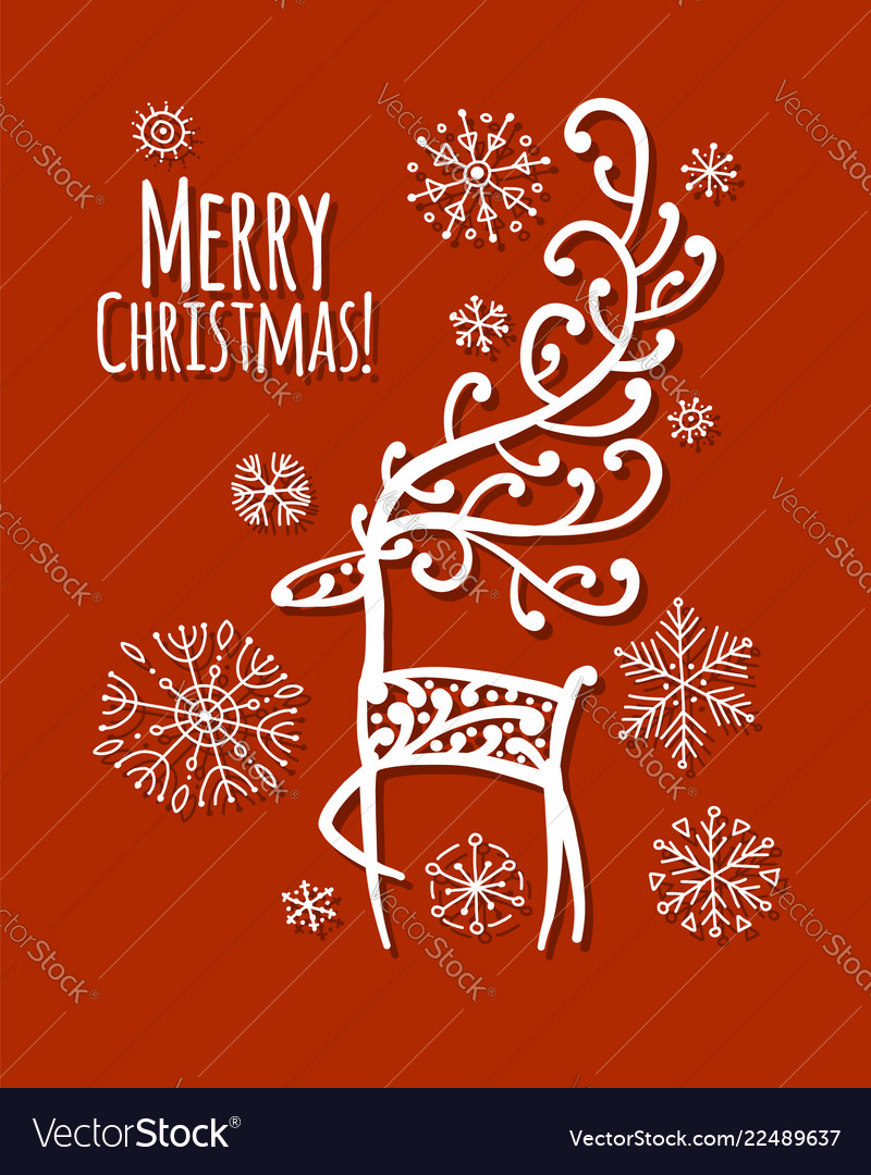 Christmas card with ornamental deer