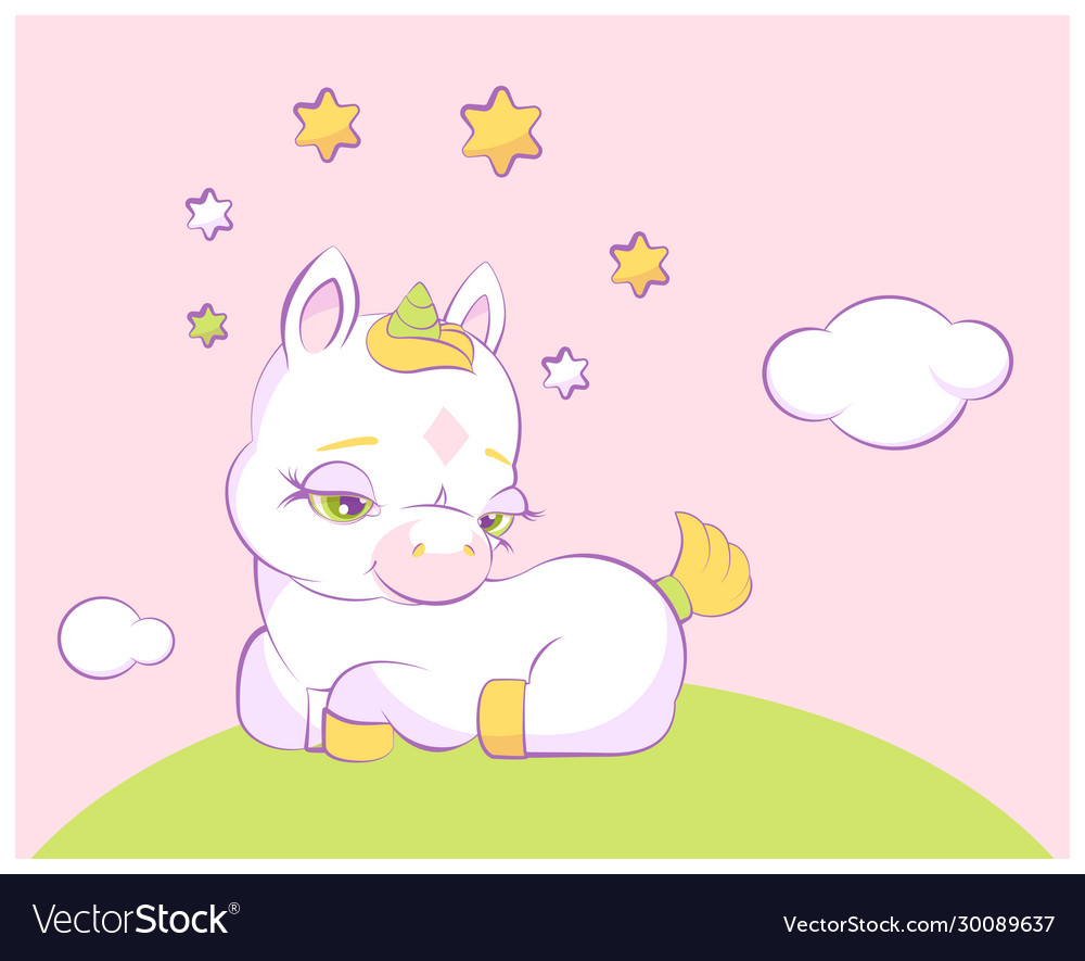 Cute little unicorn with a star crown