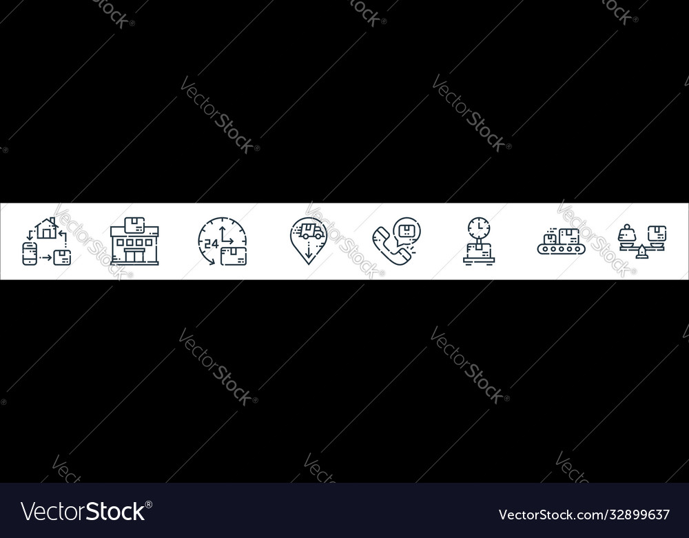 Delivery line icons linear set quality