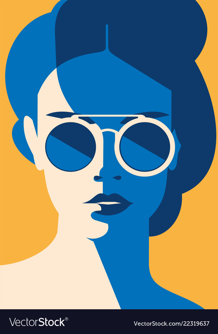 Fashion portrait of a model girl with sunglasses vector image Fashion portrait of a model girl with sunglasses