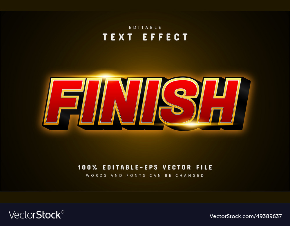 Finish text effect with red gradient vector image Finish text effect with red gradient