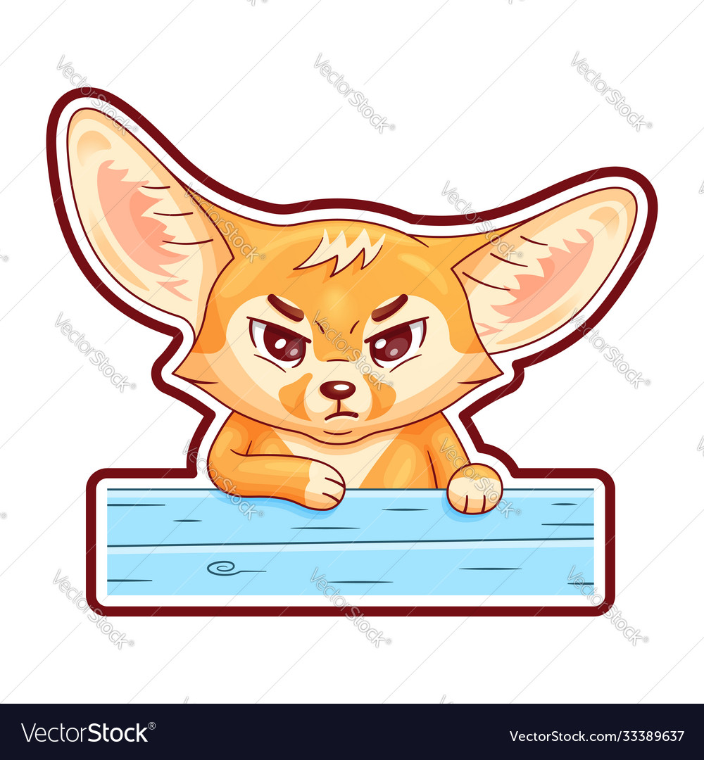 Funny fennec fox standing blue painted