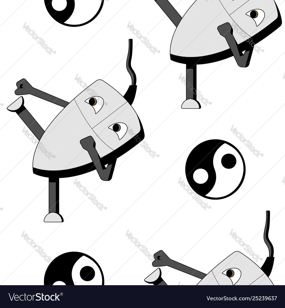 Kung Fu Computer Maus nahtloses Muster vector image Kung Fu Computer Maus nahtloses Muster