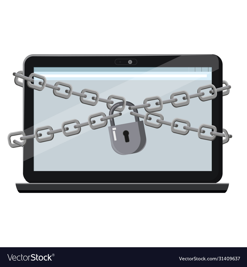 Laptop computer notebook are bound with chains vector image Laptop computer notebook are bound with chains