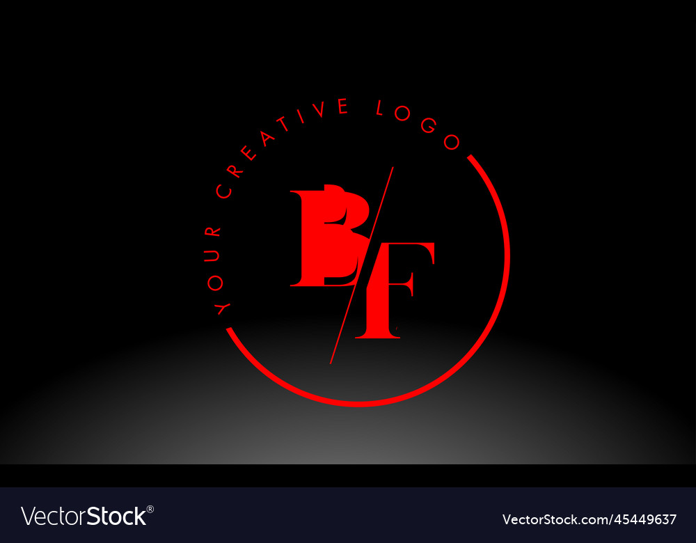 Red bf serif letter logo design with creative