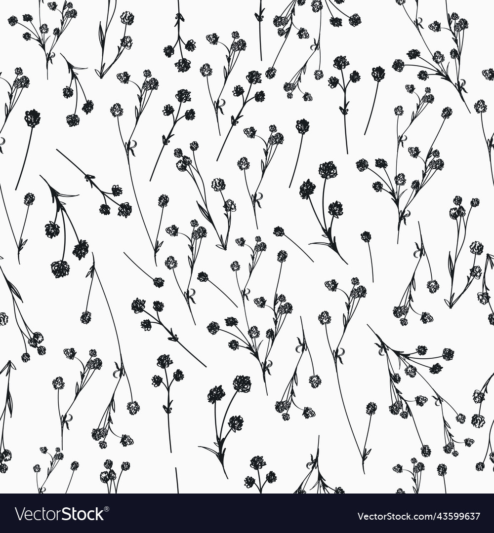 Rustic seamless pattern with hand drawn herbs vector image Rustic seamless pattern with hand drawn herbs