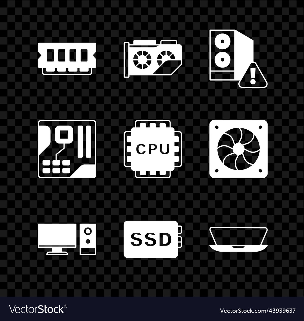 Set ram random access memory video graphic card vector image Set ram random access memory video graphic card