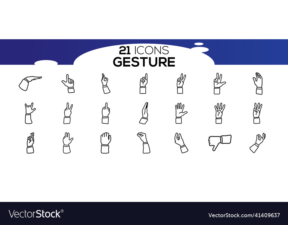Touch screen gestures icons in thin line style