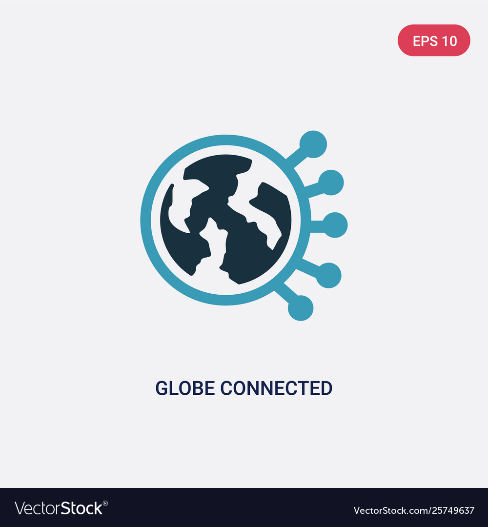 Two color globe connected circuit icon from vector image Two color globe connected circuit icon from