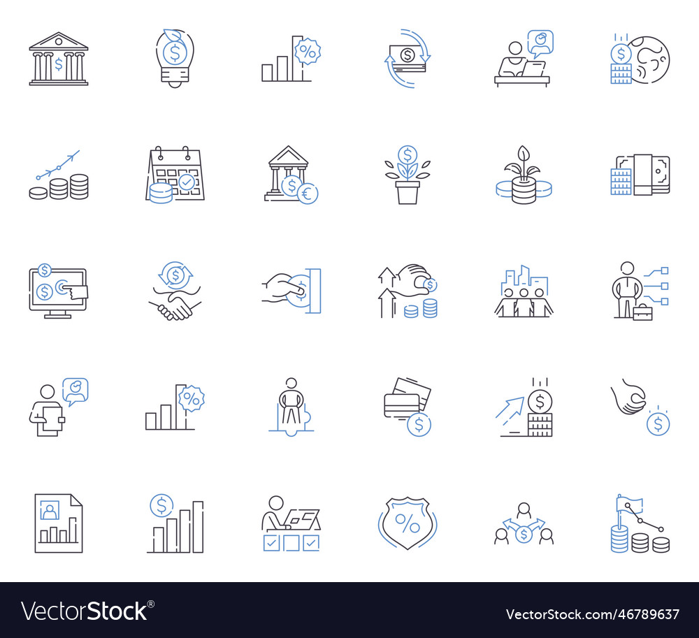 Wealth unit line icons collection prosperity Vector Image