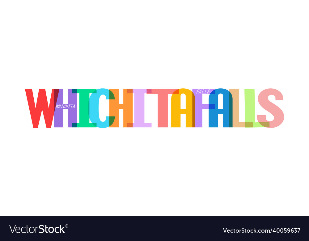 Whichita falls the name of city on a white ba
