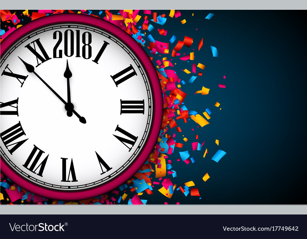 2018 new year background with clock