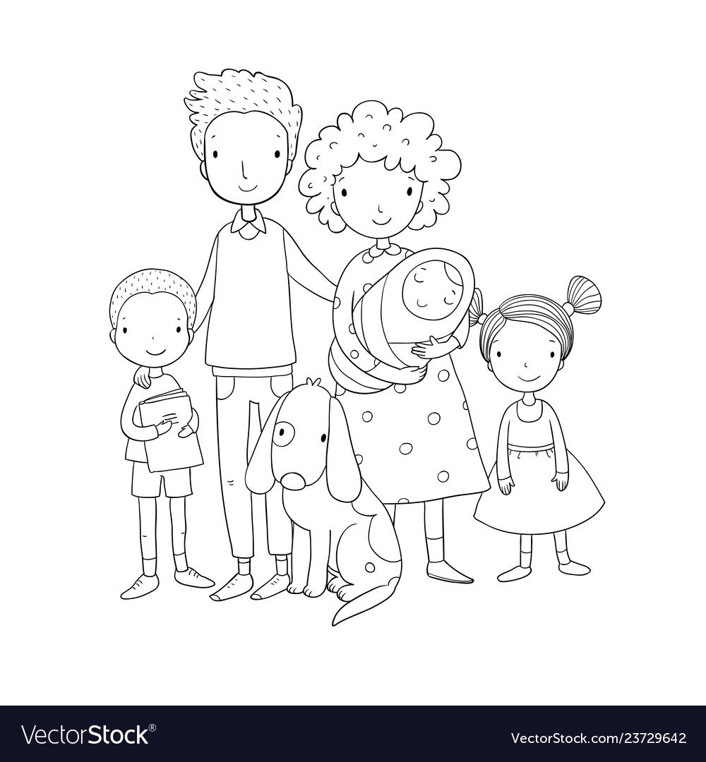 A happy family parents with children cute Vector Image