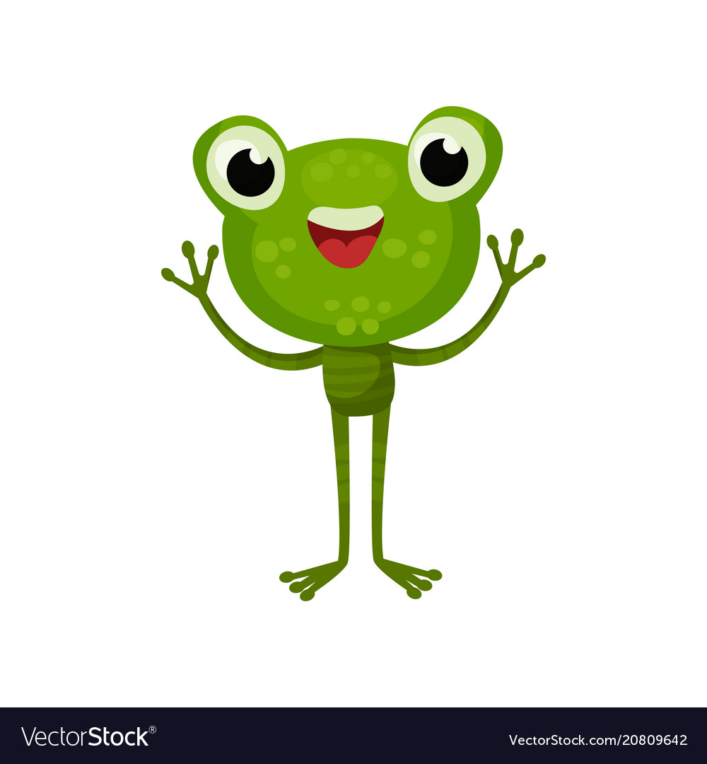 Adorable frog with cheerful face expression