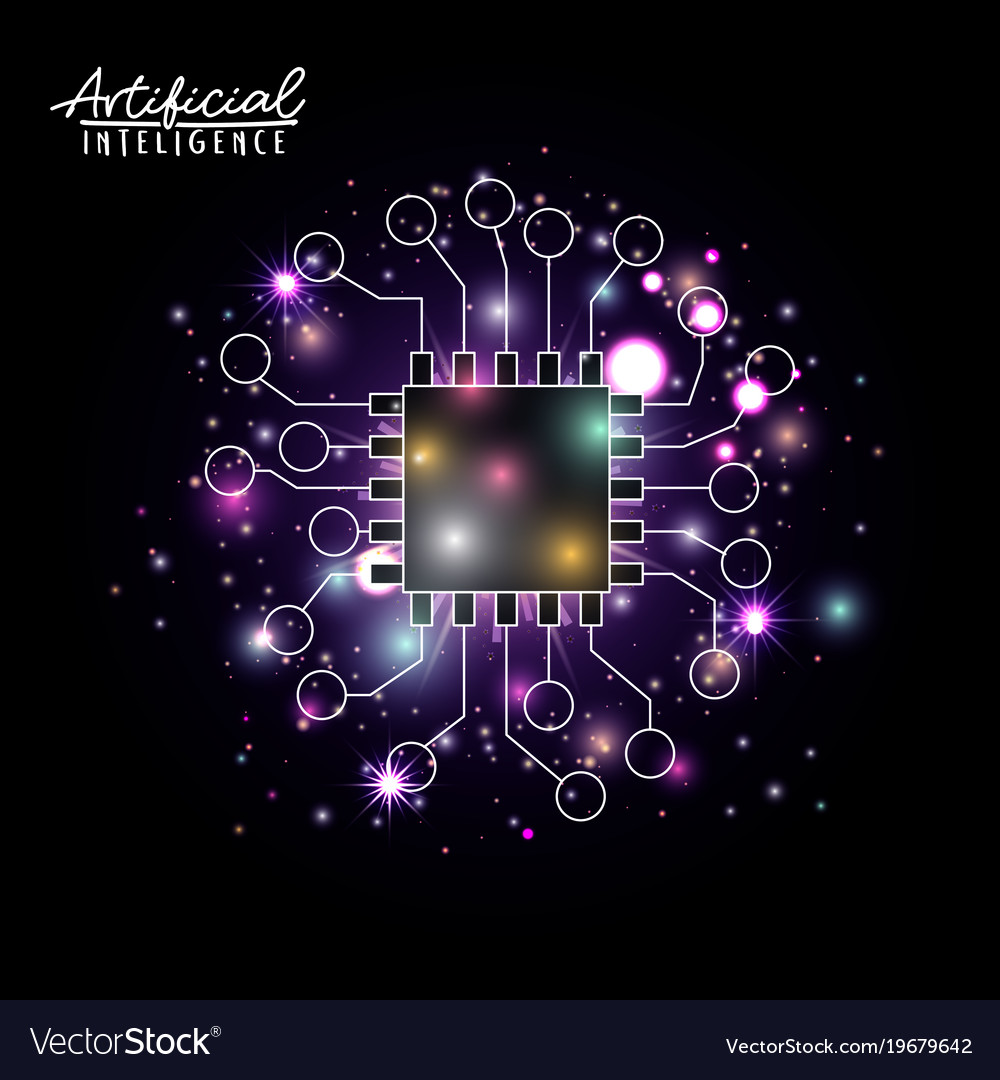 Artificial intelligence poster with microprocessor