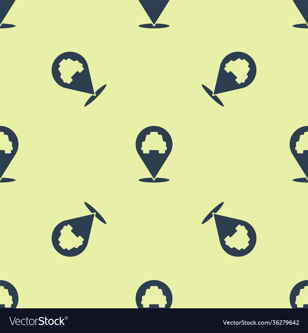 Blue map pointer with taxi icon isolated seamless vector image Blue map pointer with taxi icon isolated seamless