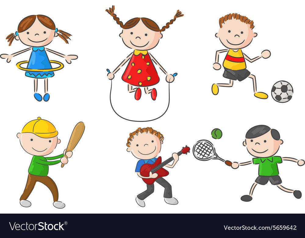 Cartoon Little Kids Games Collection Vector 5659642 